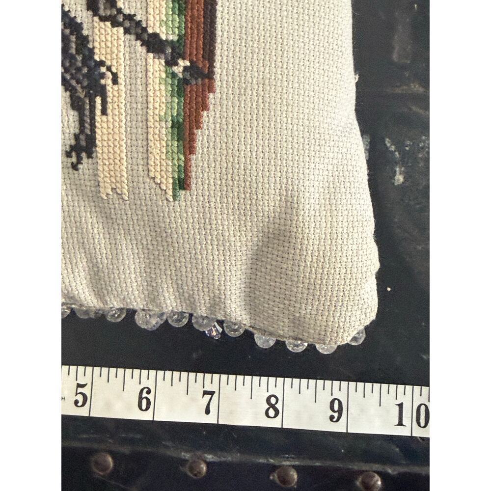 Western Horse Crossstitch Accent Pillow Handmade Cowboy - Picture 4 of 4